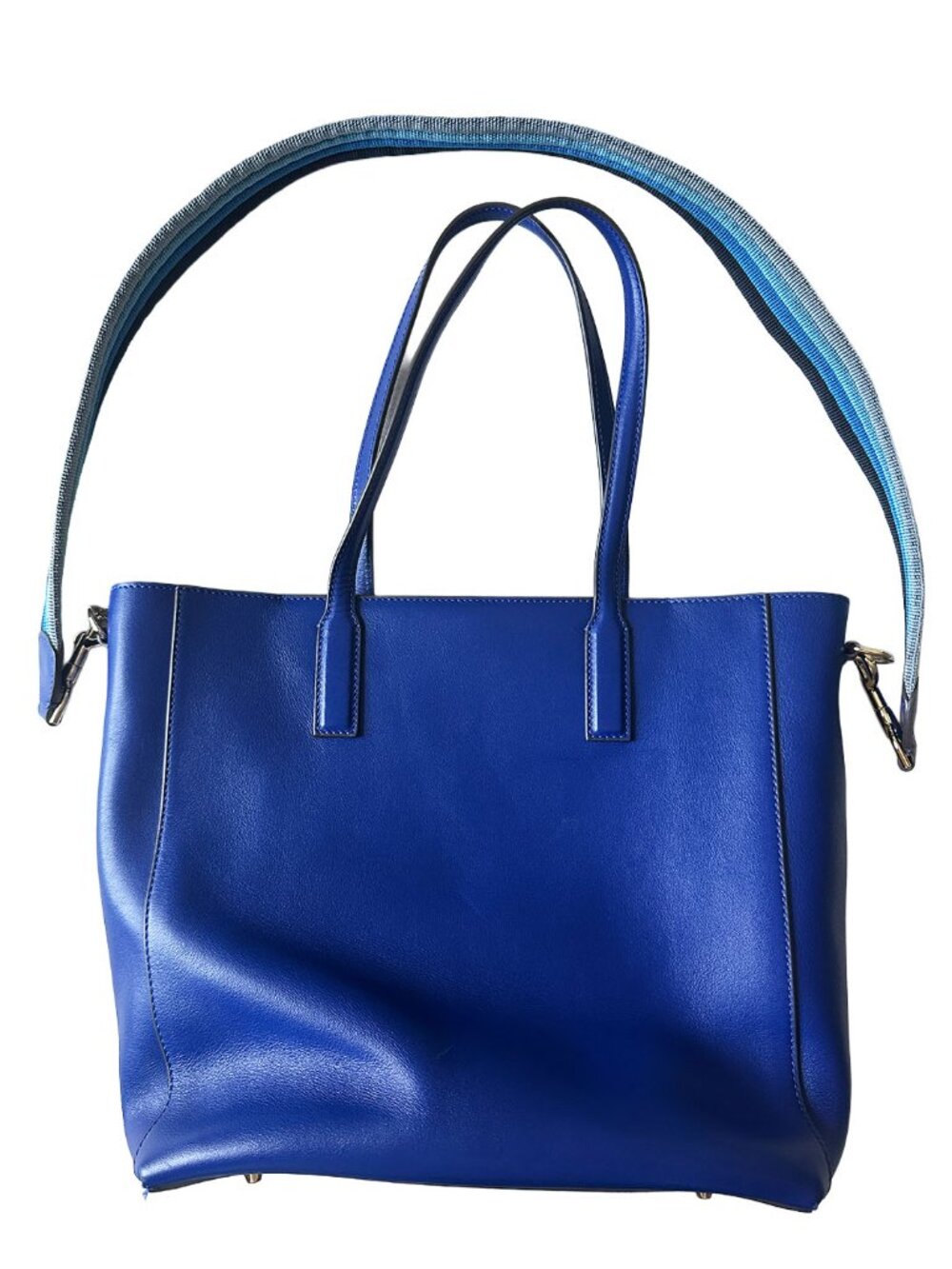 Anya Hindmarch Ebury Tote Bag Winking Smiley 2-Way Top Handle Cobalt Blue - Picture 4 of 10